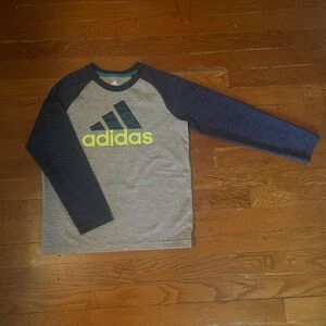 Adidas Kids Gray and Navy Long Sleeve Tee